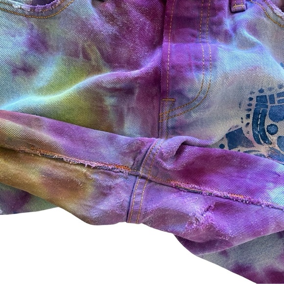 Levis Tie Dye Jeans Waist 26 Womens Size 2 XS Handmade Tie Dye Painted Purple - Picture 7 of 16